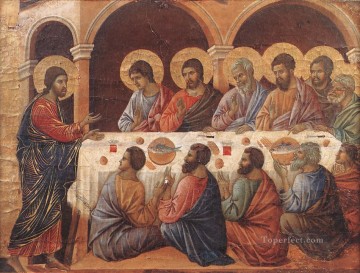 ドゥッチョ Painting - 使徒たちがテーブルにいる間の外観 シエナ学校ドゥッチョ